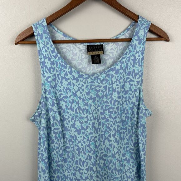 Sigrid Olsen Sport Blue Floral Shift Medium Dress Tennis Pickleball Athleisure - Picture 4 of 8